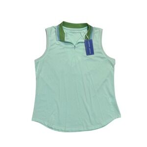 Sport Haley Golf Polo‎ Women L Mist Blue NWT Sleeveless Quarter Zip Hole In One